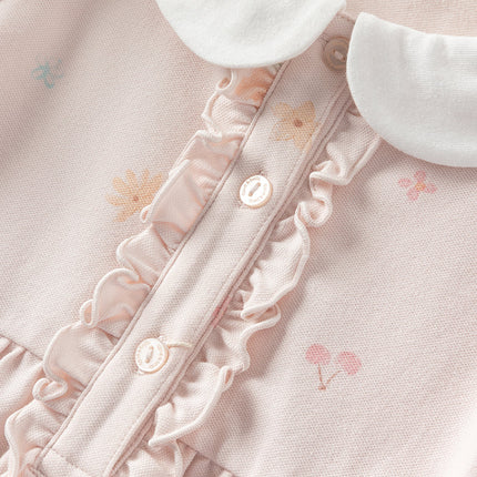 Girls Summer Cotton College Pink Print Cute A-line Dress