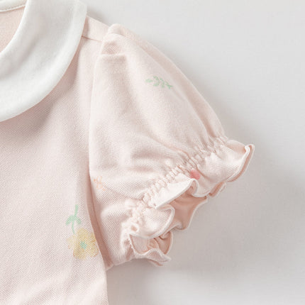 Girls Summer Cotton College Pink Print Cute A-line Dress