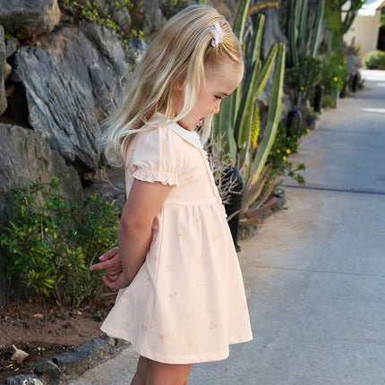 Girls Summer Cotton College Pink Print Cute A-line Dress