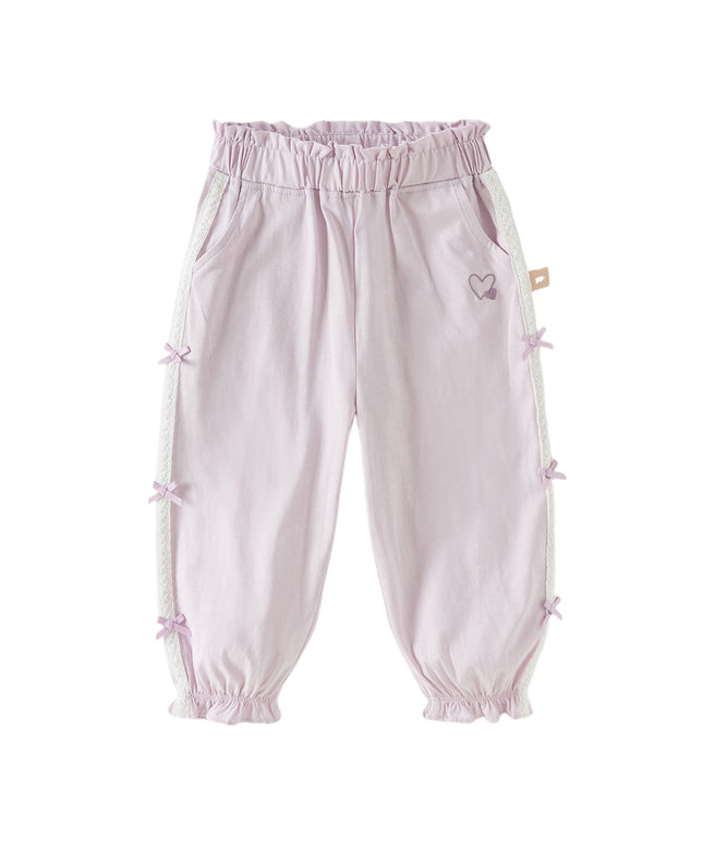 Toddler Girls Summer Sweet Grey Bow Decorations Breathable Cotton Pants