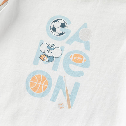 Baby Boys Summer Blue Caetoon Print Lightweight Cotton Rompers