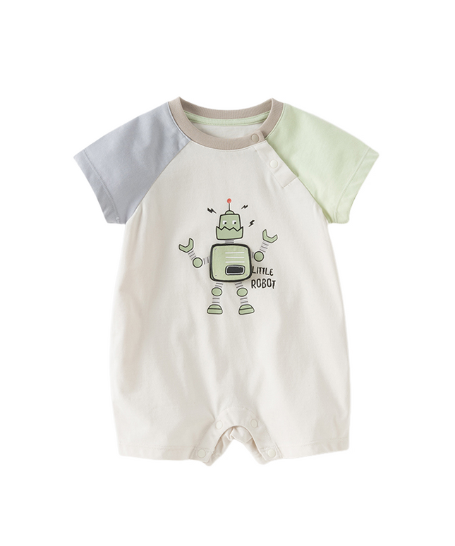 Baby Boys Summer Beige Comfortable Short-sleeved Rompers