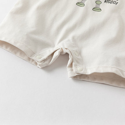 Baby Boys Summer Beige Comfortable Short-sleeved Rompers