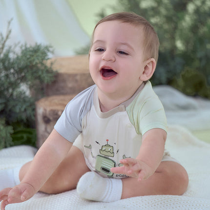 Baby Boys Summer Beige Comfortable Short-sleeved Rompers