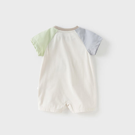 Baby Boys Summer Beige Comfortable Short-sleeved Rompers