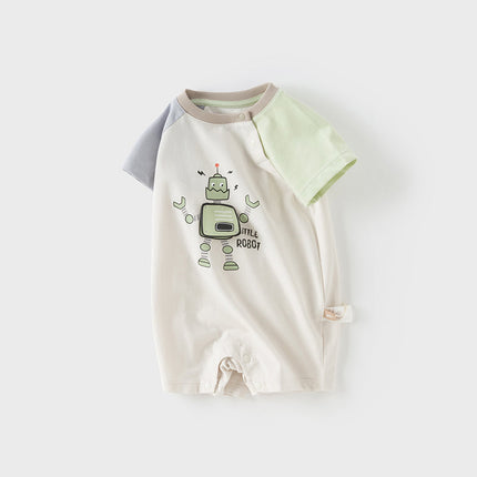 Baby Boys Summer Beige Comfortable Short-sleeved Rompers