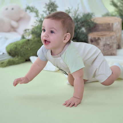 Baby Boys Summer Beige Comfortable Short-sleeved Rompers
