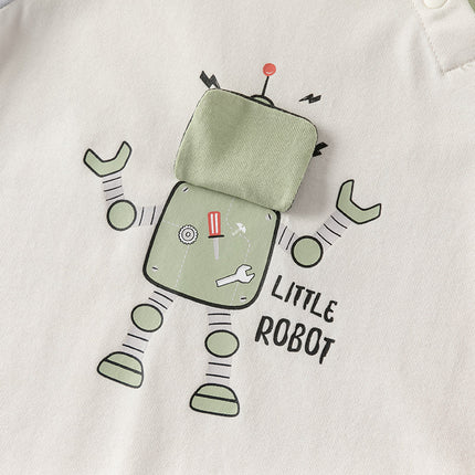 Baby Boys Summer Beige Comfortable Short-sleeved Rompers
