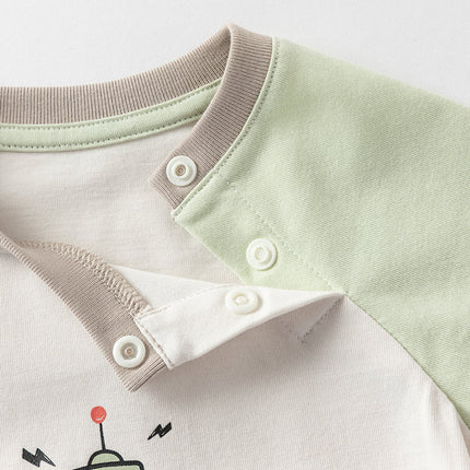 Baby Boys Summer Beige Comfortable Short-sleeved Rompers