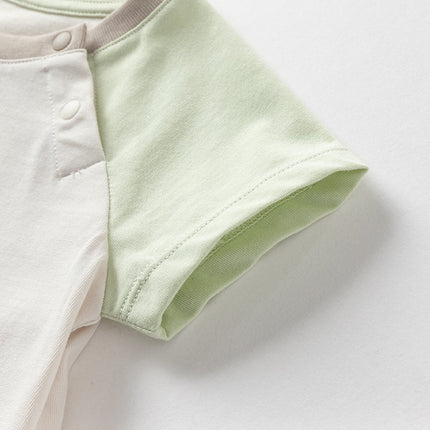 Baby Boys Summer Beige Comfortable Short-sleeved Rompers