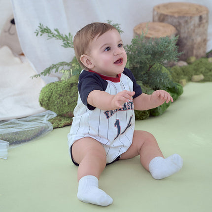 Baby Boys Summer Striped Cotton Indoor Soft Rompers