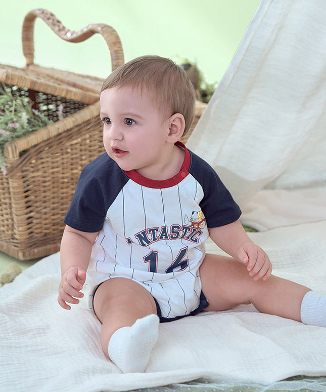 Baby Boys Summer Striped Cotton Indoor Soft Rompers