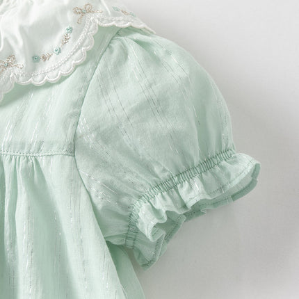 Girls Summer Green Cotton Princess Dress
