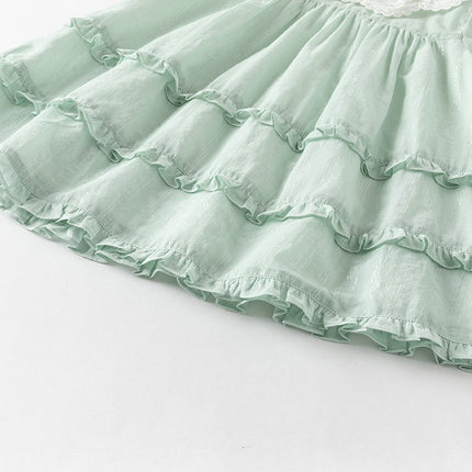 Girls Summer Green Cotton Princess Dress