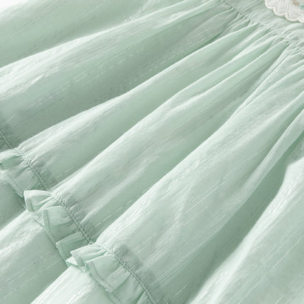 Girls Summer Green Cotton Princess Dress