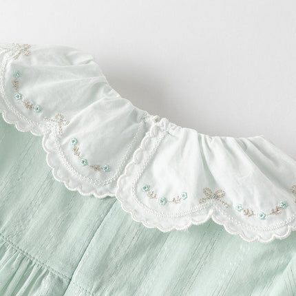 Girls Summer Green Cotton Princess Dress