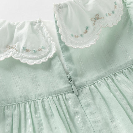 Girls Summer Green Cotton Princess Dress