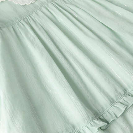 Girls Summer Green Cotton Princess Dress