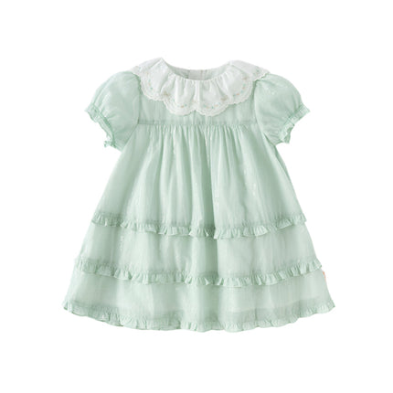 Girls Summer Green Cotton Princess Dress