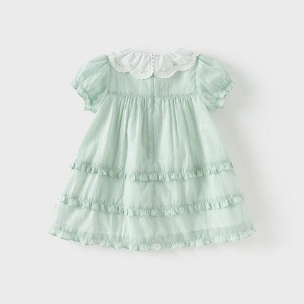 Girls Summer Green Cotton Princess Dress