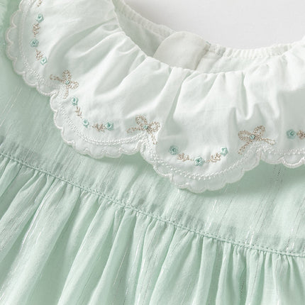 Girls Summer Green Cotton Princess Dress
