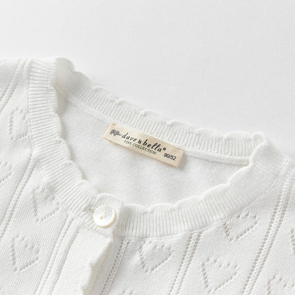 Kids Girls Summer Cute White Outwear Soft Long-sleeved Cardigans