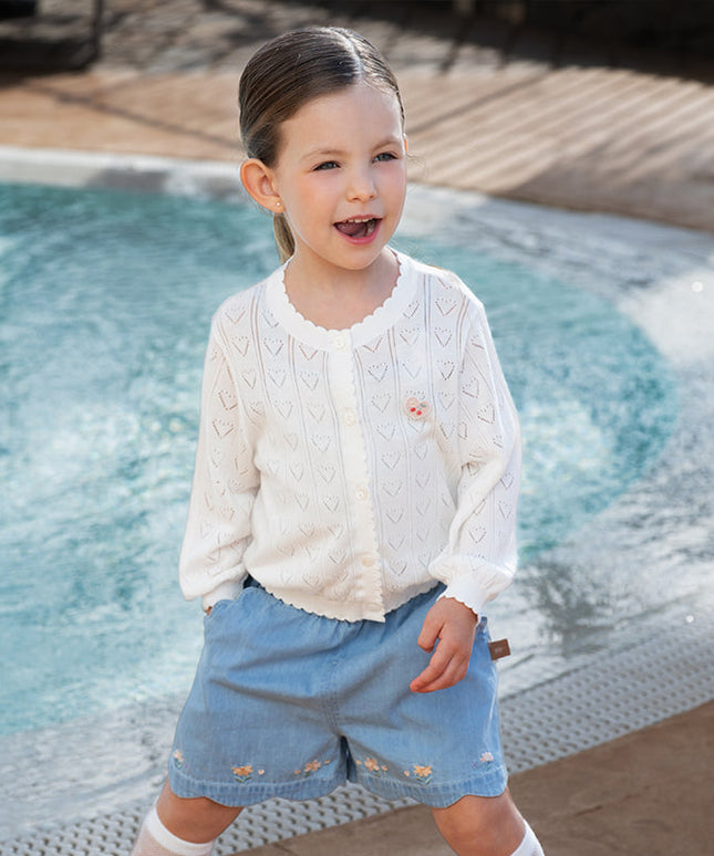 Kids Girls Summer Cute White Outwear Soft Long-sleeved Cardigans