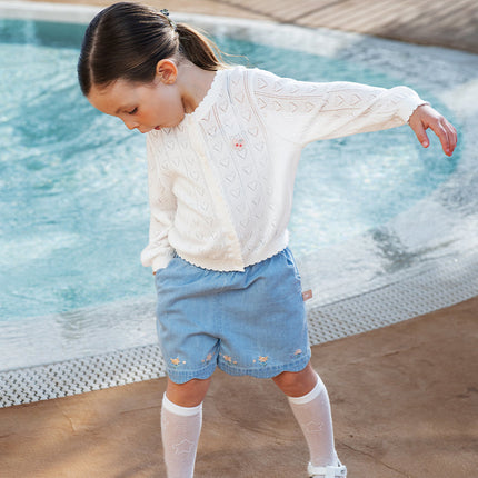 Kids Girls Summer Cute White Outwear Soft Long-sleeved Cardigans