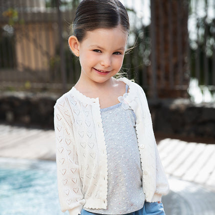 Kids Girls Summer Cute White Outwear Soft Long-sleeved Cardigans