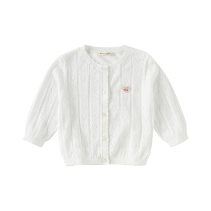 Kids Girls Summer Cute White Outwear Soft Long-sleeved Cardigans