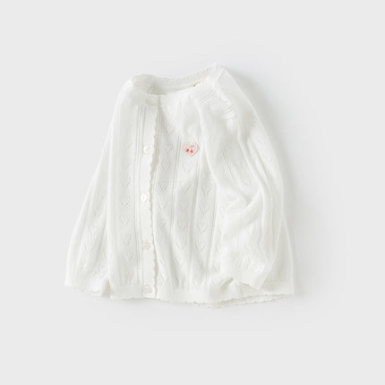 Kids Girls Summer Cute White Outwear Soft Long-sleeved Cardigans