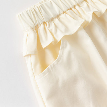 Toddler Girls Summer Cute Beige/Pink Loose Soft Harem Pants