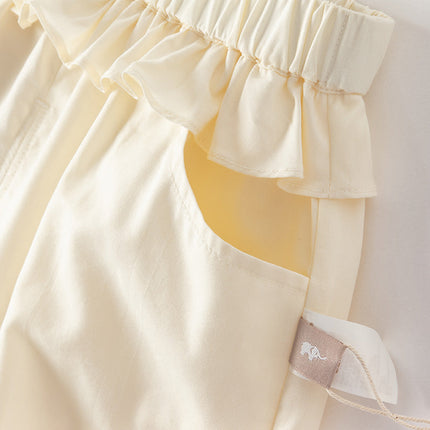 Toddler Girls Summer Cute Beige/Pink Loose Soft Harem Pants