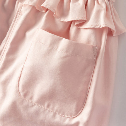 Toddler Girls Summer Cute Beige/Pink Loose Soft Harem Pants