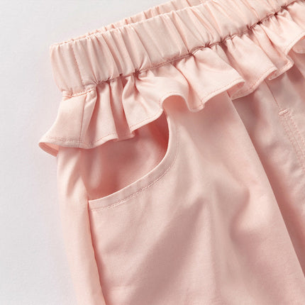 Toddler Girls Summer Cute Beige/Pink Loose Soft Harem Pants