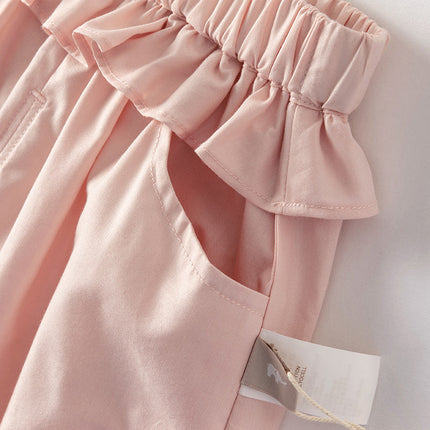Toddler Girls Summer Cute Beige/Pink Loose Soft Harem Pants