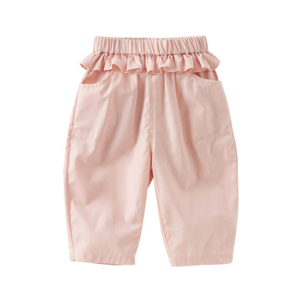 Toddler Girls Summer Cute Beige/Pink Loose Soft Harem Pants