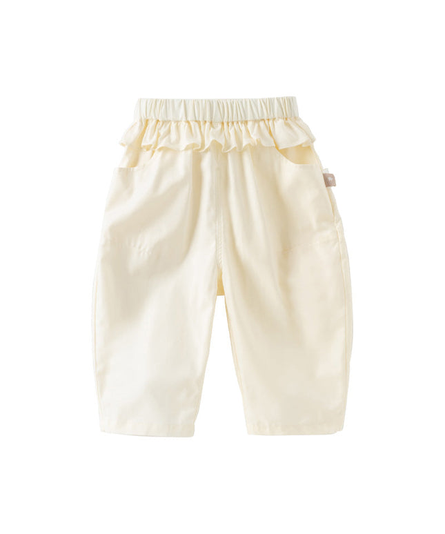 Toddler Girls Summer Cute Beige/Pink Loose Soft Harem Pants