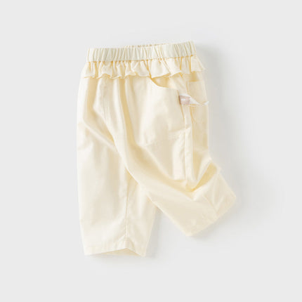 Toddler Girls Summer Cute Beige/Pink Loose Soft Harem Pants
