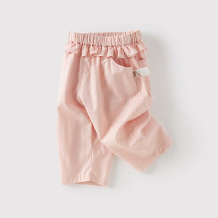 Toddler Girls Summer Cute Beige/Pink Loose Soft Harem Pants