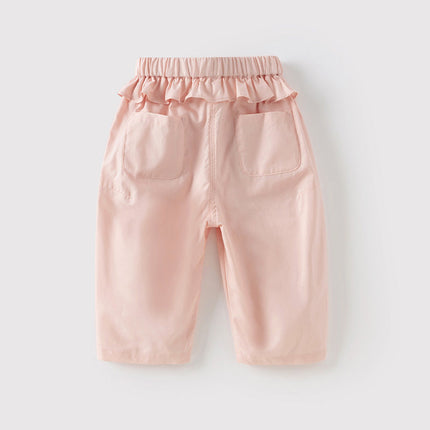 Toddler Girls Summer Cute Beige/Pink Loose Soft Harem Pants