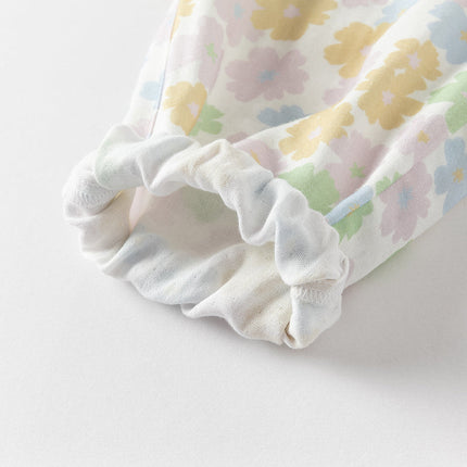 Toddler Girls Summer Beige Floral Print Loose Mosquito Proof Pants