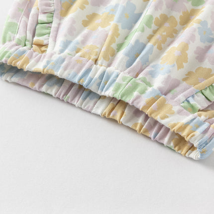 Toddler Girls Summer Beige Floral Print Loose Mosquito Proof Pants