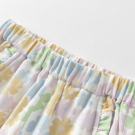 Toddler Girls Summer Beige Floral Print Loose Mosquito Proof Pants