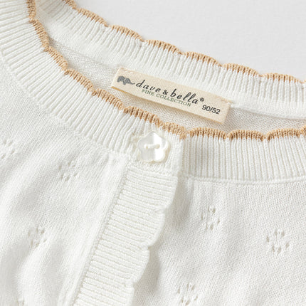 Kids Girls Summer Elegant Beige Outwear Long-sleeved Cardigans