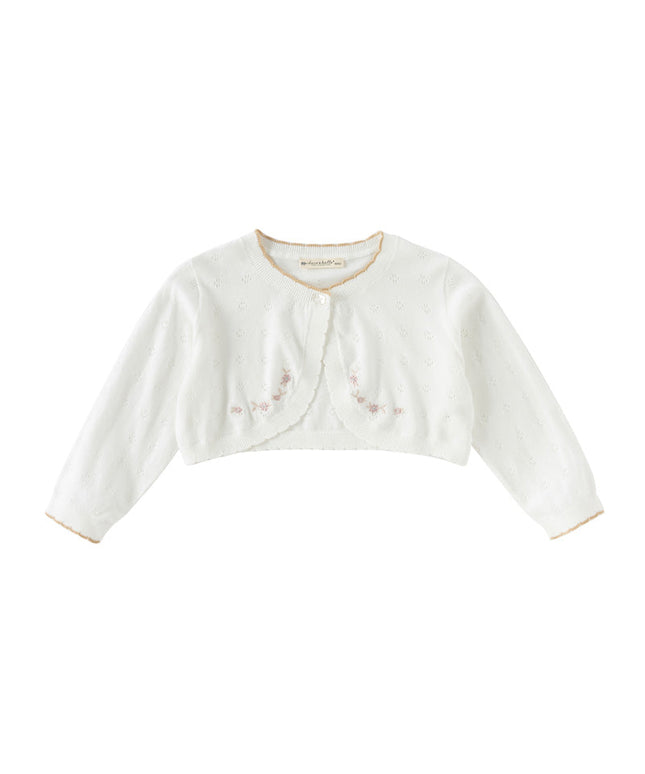 Kids Girls Summer Elegant Beige Outwear Long-sleeved Cardigans