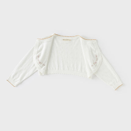 Kids Girls Summer Elegant Beige Outwear Long-sleeved Cardigans