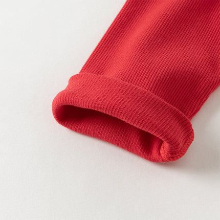 Toddler Girls Vivid Red Knit Sweater Mesh Dress