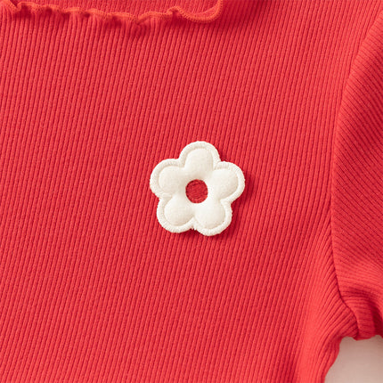 Toddler Girls Vivid Red Knit Sweater Mesh Dress