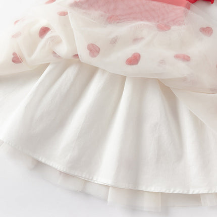 Girls Summer Casual Red Short Sleeve Mesh Dress